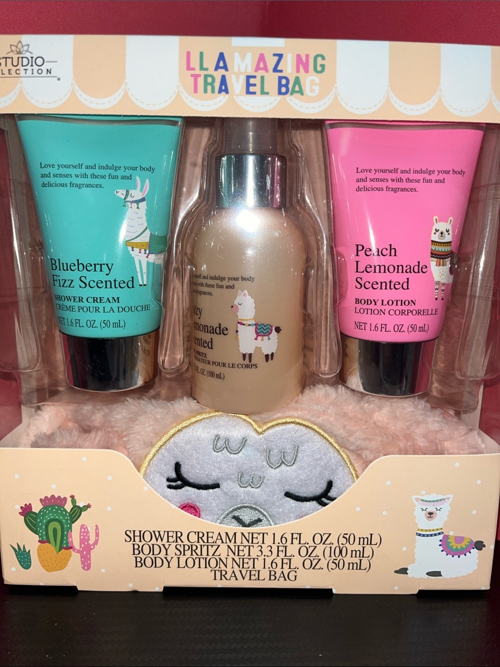 LLAMAZING Travel Bag Gift Set - Blueberry, Fizzy Lemonade & Peach Lemonade NEW